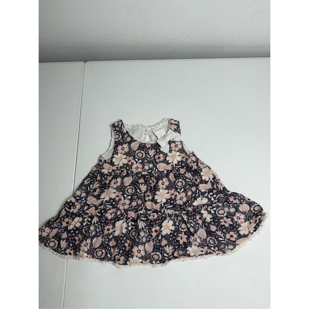 Lilly Wicket Lightweight Floral Print Ruffle Sleeveless Dress Top Sz 3T Bow Trim